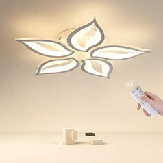 LED lubų šviestuvas, pritemdomas LED lubų apšvietimas su nuotolinio valdymo pultu, 3000 K - 6000 K, 42 W, 4200 lm, Modernus svetainės šviestuvas, Creative Petal LED lempos, lubiniai šviestuvai svetainei, miegamajam,