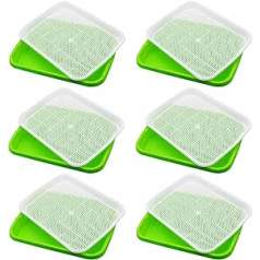 Seed Trays 6 Pack Micro Green Growing Trays BPA Free for Nursery Seeds Sprouting Tub Wheat Grass Cat Grass Seedling Plants Home Office