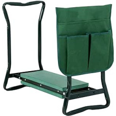 Gimisgu Garden kneeler garden stool with EVA foam mat, portable folding work bag, garden bench with tool bag, garden stool for gardening, up to 150 kg