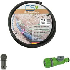 7.5 m CS Perlschlauch Startup with Flow-Reduced Regulating Valve and End Plugs for Garden Watering and Bed Watering with up to 70% Water Saving for Underground Installation