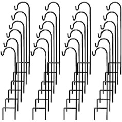 Ashman Schäferhaken 89,9 cm (24 pro Packung), schwarz, aus hochwertigem Metall zum Aufhängen von Solarleuchten, Vogelfutterspendern, Einmachgläsern, Weihnachtsbeleuchtung, Laternen, Gartenpfähle und