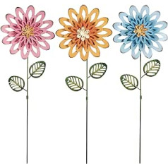 MAGGIFT Gartendekoration für den Außenbereich, 3 Stück, 55,9 cm, Blumengartenstecker für Frühlingsdekoration, Metallblumen mit schüttelndem Kopf, Hofkunst für Außenbereich, Rasen, Hinterhof, Terrasse,