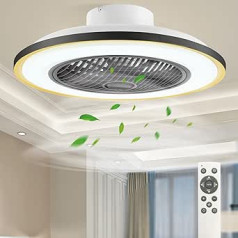 BKZO LED griestu lampa ar ventilatoru, 30 W griestu ventilatora gaismas ar vēja virzošo riteni, regulējami vēja ātrumi, nepārtraukta aptumšošanas gaisma, moderns ventilatora apgaismojums, 3000-5500 K