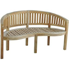 Ambientehome Teak Garden Bench 3 Seater Banana Bench Natural Approx. 150 cm