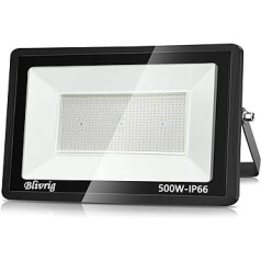 Blivrig 500 W LED āra prožektors vēsi balts 6500 K, 50000 LM īpaši spilgts āra prožektors, IP66 ūdensizturīgs LED prožektors, āra lampa dārziem, pagalmiem, garāžai, viesnīcai