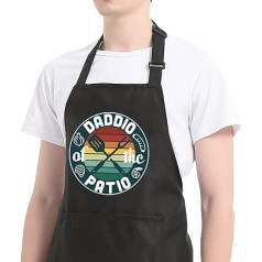 BBQ Aprons for Men with Pockets, Daddio of the Patio Water Resistance Adjustable Bib Apron Birthday Gift for Dad Father