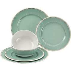 Camping Crockery Set Made of Melamine for 2 People, 6 Pieces, Camping Tableware, Pastel Green, Dinnerware, Dishwasher Safe