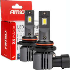 LED auto spuldzes x4 sērijas aviator hb4 6500k canbus amio-03767