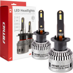 LED automobilių lemputės serija k3 h1 12v 6000k canbus amio-03680