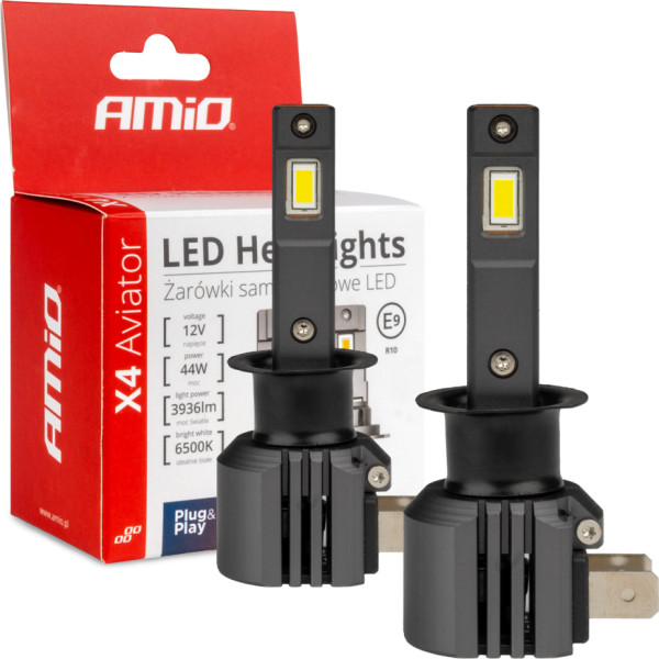 LED auto spuldzes x4 sērijas aviator h1 6500k canbus amio-03761