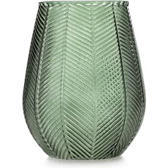 AmeliaHome Vitoria Vase 15.5 x 19.5 cm Decorative Vase Table Vase Made of Glass, Bottle Green