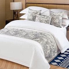 OSVINO Bed Runner Flowers Mikropluošto minkštas dekoras nuo raukšlių lovai sofai miegamasis viešbučio kambarys pilkas 260 x 50 cm 200 cm lovai