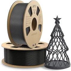 JAYO AntiString PLA siūlas 1,75 mm, APLA 3D spausdintuvo siūlas greitam spausdinimui, mažiau įsriegimo, PLA 1,75 mm Matmenų tikslumas +/- 0,02 mm, 1,1 kg ritė, 2 pakuotės, viso 2,2 kg, juoda + pilka