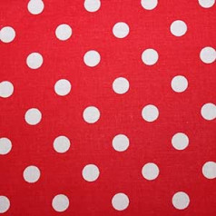 100% Cotton Fabric Children's Sold by the Metre Craft Sewing Fabric (Red White Dots Medium, 300 x 160 cm)