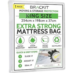 Matratzen Schutzhülle Aufbewahrungshülle für Matratzen extra stark mit Klebeverschluss King Size 254 x 198 x 37 cm Matratzenfolie für Umzug Lagerung Matratzenverpackung