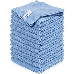 CAMRI Microfiber Cleaning Cloth - Size 32 x 32 cm, Blue, Pack of 12, Lint Free, Super Absorbent, Streak Free, Washable, All Purpose Dust Cloths for Kitchen, Glass, Bathroom, Car, Window, Mirror