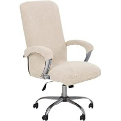 Biuro kėdės užvalkalas su porankiais Kukurūzinio šilko audinys Paprastas tamprus užvalkalas biuro kėdėms Elastiniai kėdžių užvalkalai Spandex Biuro kėdžių užvalkalai, nuimami, plaunami kėdžių užvalkalams - smėlio spalvos, X-Large