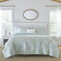 Laura Ashley Home Saltwater Collection Steppdecken-Set, ultraweich, für alle Jahreszeiten, wendbar, stilvolle Decke mit passenden Kissenbezügen, Doppelbett, Blau