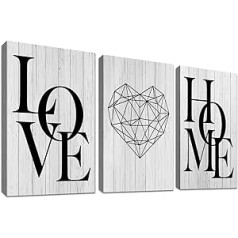 3 Pieces with Frame Black Wood Grain Canvas Pictures Canvas Painting Poster Home Love Motivational Quotes Picture on Canvas Wall Pictures Living Room Bedroom Wall Decoration 120 x 60 cm (16 x 24 x 3