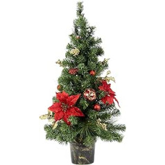 Artificial Christmas Tree Christmas Tree Decorative Tree Illuminated and Decorated with Christmas Star Berries and Christmas Tree Baubles