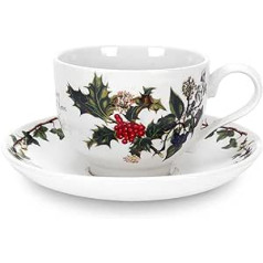 The Holly & Ivy Tee Tasse und Untertasse, Keramik, Mehrfarbig, 6 Stück