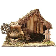 Bertoni Complete Wooden Nativity Scene with Palster Tools, Wood, Multi-Colour, 36 x 15 x 24 cm