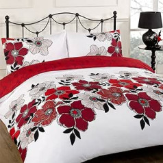 DREAMSCENE DreamsceneRot Bettwäsche Set-Single, Double, King Size Größe: Super King Size, 100 Prozent Polyester, DreamsceneFloral, Kingsize, POYRE63