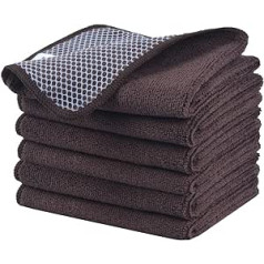 KinHwa Microfibre Cloth Microfibre Cleaning Cloth Universal Cloth Cleaning Cloth – Extremely Absorbent and Soft Dish Cloth Tea Towel – for Kitchen, Bathroom Surfaces, Household, Office (Brown x 6, 30