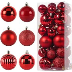 Faireach Plastic Christmas Baubles, 42 Pieces, Christmas Tree Baubles, Shatterproof with Hanging Holes, 6 Styles Christmas Baubles in 2 Sizes, Christmas Tree Decoration for Christmas Tree, Weddim,