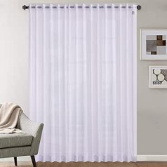 Megachest Pure Voile aizkars, īpaši plats, caurspīdīgs, 7 pilieni, īpaši garš, 1 aizkars - kokvilnas voile-sniegbalts - 300 x 213 cm piliens