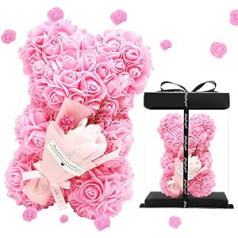 DASIAUTOEM rožu ziedu lāča dāvanu kastīte un bantīte, bezgalības ziedu lāča roku pušķis, mūžīgā roze unikālām dāvanām, draudzene, mātes jubileja, dzimšanas dienas dāvanas, dāvana valentīndienā