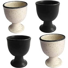 Komplektā 2 keramikas mīksto vārītu olu krūzes ziloņkaula un melna