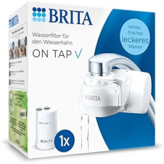 BRITA ūdens filtrs Tap On Tap V Iekļauts 1 filtra kasetne — ilgtspējīgam ūdenim ar labāku garšu / samazina sīku daļiņu, metālu un garšu ietekmējošu vielu daudzumu