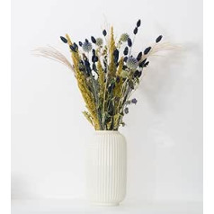 Fleurs et Lune džiovintų gėlių puokštė su natūraliomis gėlėmis – Boho Decoration Natural, mėlyna, balta
