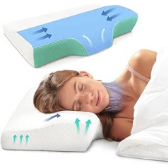 maxVitalis Memory Foam Pillow Kakla spilvens Ortopēdiskais spilvens optimālam atbalstam Spilvens muguras guļamajiem un sānu guļamajiem, Ergonomisks spilvens, Pret krākšanas spilvens