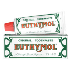 Oriģinālā Euthymola zobu pasta, 75 ml, zobu pasta bez fluora, pret aplikuma, antibakteriāla, kausa aizsardzība, svaiga piparmētra, ikdienas zobu kopšana, zobu un smaganu tīrība