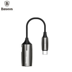 Baseus CATL60-0A universāls audio adapteris ar uzlādi USB-C -> 3.5mm melns