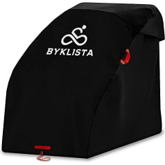 BYKLISTA Premium Cover velosipēda piekabe, ūdensnecaurlaidīga, izgatavota no neplīstoša Oksfordas auduma + e-grāmata – UV un lietus aizsardzība, universāla saliekama garāžas velopiekabe, viena un divvietīga velosipēda piekabe – velosipēda