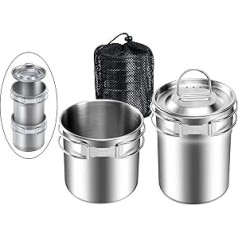 Lixada 2 Pack Camping Mug 700ml un 1000ml Camping Cups Nerūsējošā tērauda krūze ar uzglabāšanas maisiņu Pārnēsājama kafijas krūze ar salokāmu rokturi Virtuves piederumi kempinga makšķerēšanai