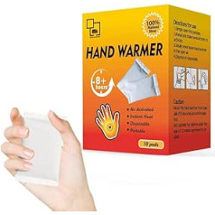 100% natūralūs rankų šildytuvai – 10 oru aktyvuojamų pleistrų pakuotė, kurie išlieka ilgiau nei 8 valandas, kad jūsų rankos ir krepšiai būtų šilti šaltu oru ir žiemos sportu