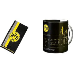 BVB towel with logo in striped pattern, 50 x 100 cm