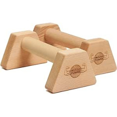 woodpower® PowerBars koka paraletes, locītavām draudzīgi atspiešanās stieņi, neslīdoši stieņi uz rokām, iekštelpās un ārā, sporta nodarbības un joga