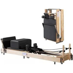 Wunder Pilates Reformer F1 Portable Folding Pro Foldable for Studio and Home Maple Wood Black, 90.5-inch (length) x 27-inch (width) x 10.2-inch