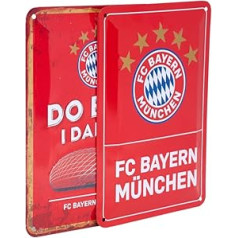 FC Bayern Munich metāla zīmju komplekts pa 2 — logotips un Dahoam — skārda zīme FCB zīme