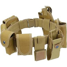 10-1 Outdoor Tactical Belt Bag Patrol Belt Fight Belt Tactical Belt Multifunctional Waist Bag Patrol Equipment for Safety Hunting with 9 Component Pockets, Khaki