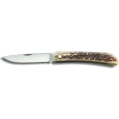 AUSONIA - 23247 Medžioklinis peilis 19 cm su AISI420 satino ašmenimis 7,5 cm su vinimi ir elnio rago rankena