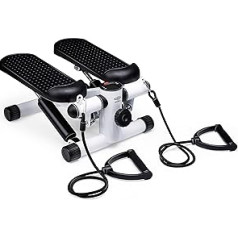 Umbro Stepper - Roku un kāju trenažieris - Mini Stepper - Fitnesa aprīkojums mājām - Ietver datoru un pretestības siksnas - Maks. 100 kg - Pedāļi 10 x 32 cm - Melns/Balts