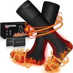 Beheizbare Socken, Heizsocken Damen Herren, die Lösung für kalte Zehen im Jahr 2023-5v 5000 mAh Wiederaufladbare Beheizte Socken für Skifahren, Sport, Outdoor, Camping, Wandern und Motorrad…