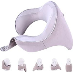 BAKLUCK Neck Pillow Travel Adjustable Travel Pillow for Airplane Chin Support Headrest Memory Foam Pillow for Travel Office Cars Support Function One Size Grey