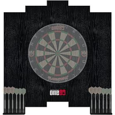 ONE80 nolaižams dartboard aizmugures panelis lielas sienas aizsardzībai. Bezmaksas kombinācija dažādām uzstādīšanas iespējām Koka aizmugurējais panelis ar Black Veins montāžas komplektiem un instrukcijām.